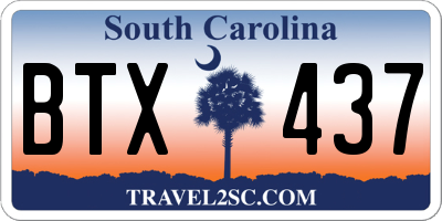 SC license plate BTX437