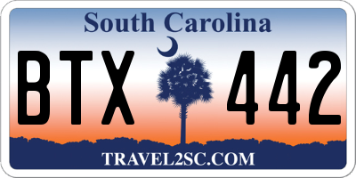 SC license plate BTX442