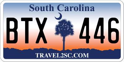 SC license plate BTX446