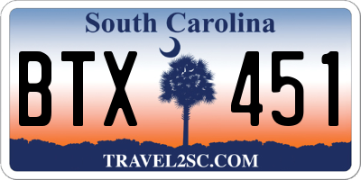 SC license plate BTX451
