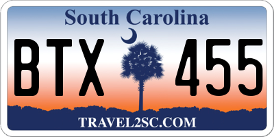 SC license plate BTX455