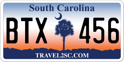 SC license plate BTX456