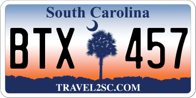 SC license plate BTX457