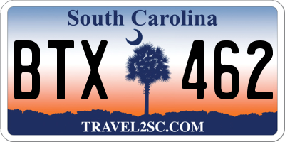 SC license plate BTX462
