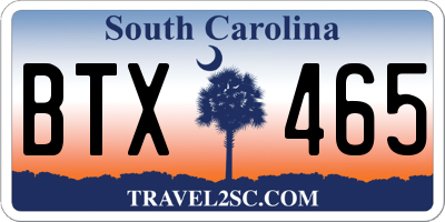 SC license plate BTX465