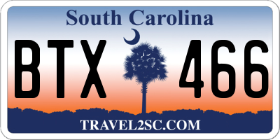 SC license plate BTX466