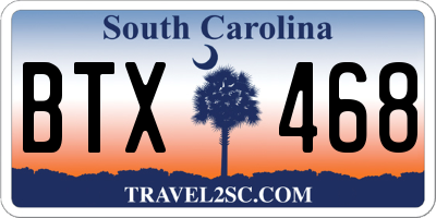 SC license plate BTX468