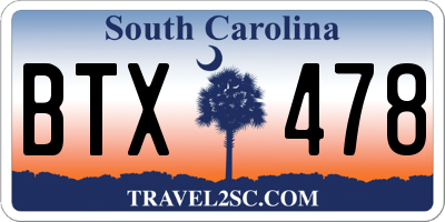 SC license plate BTX478