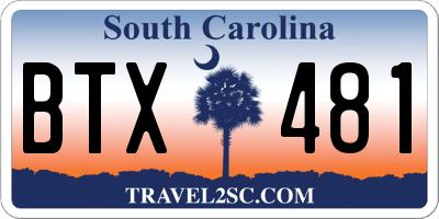 SC license plate BTX481