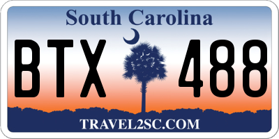 SC license plate BTX488