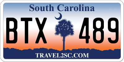 SC license plate BTX489