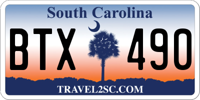 SC license plate BTX490