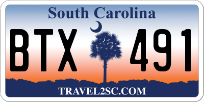 SC license plate BTX491