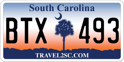 SC license plate BTX493