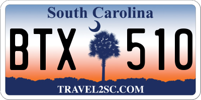 SC license plate BTX510