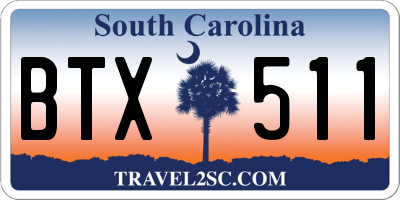 SC license plate BTX511