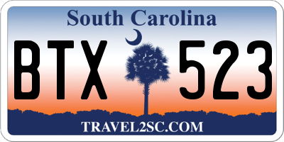 SC license plate BTX523