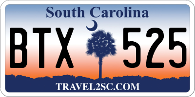 SC license plate BTX525