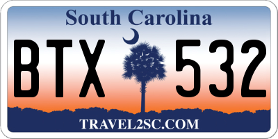 SC license plate BTX532
