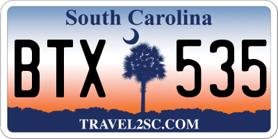 SC license plate BTX535