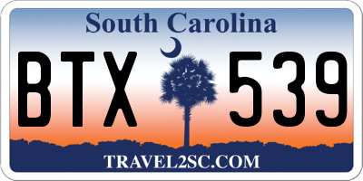 SC license plate BTX539