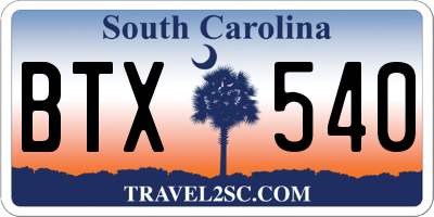 SC license plate BTX540