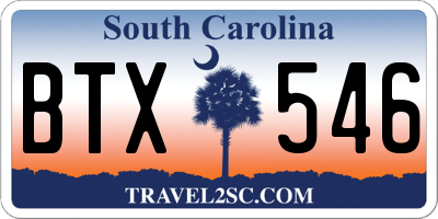 SC license plate BTX546