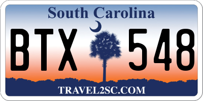 SC license plate BTX548