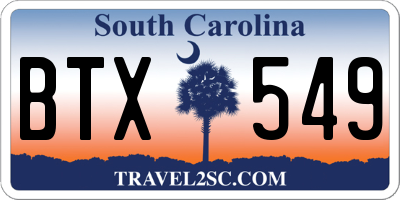 SC license plate BTX549