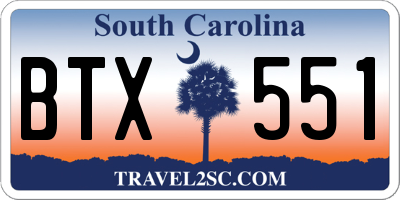 SC license plate BTX551