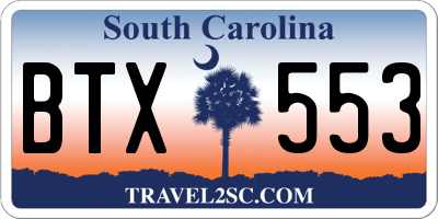 SC license plate BTX553