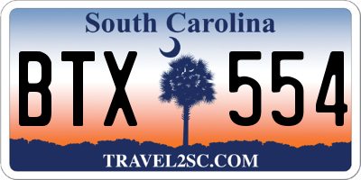 SC license plate BTX554
