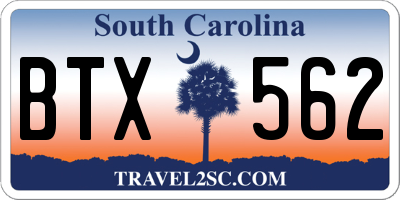 SC license plate BTX562