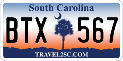 SC license plate BTX567
