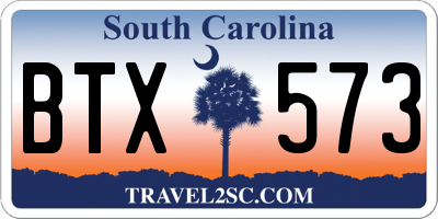 SC license plate BTX573