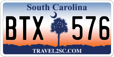 SC license plate BTX576