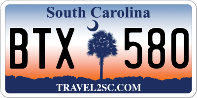 SC license plate BTX580