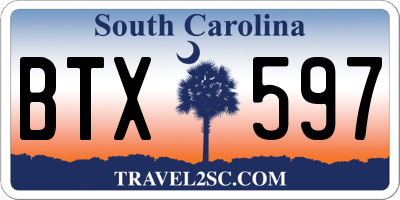 SC license plate BTX597