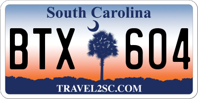 SC license plate BTX604