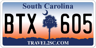 SC license plate BTX605