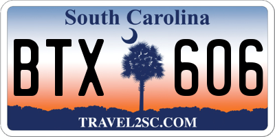 SC license plate BTX606
