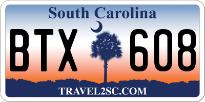 SC license plate BTX608
