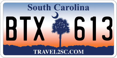 SC license plate BTX613