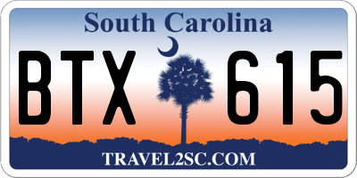 SC license plate BTX615
