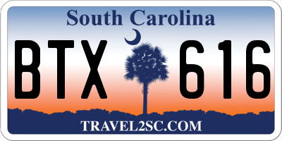 SC license plate BTX616