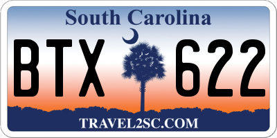 SC license plate BTX622