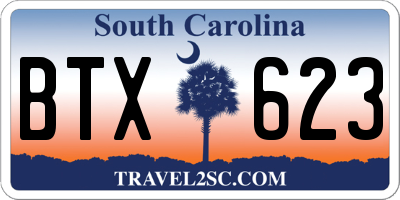 SC license plate BTX623
