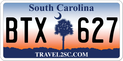 SC license plate BTX627