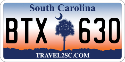 SC license plate BTX630