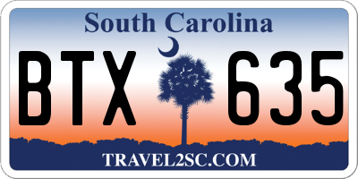 SC license plate BTX635